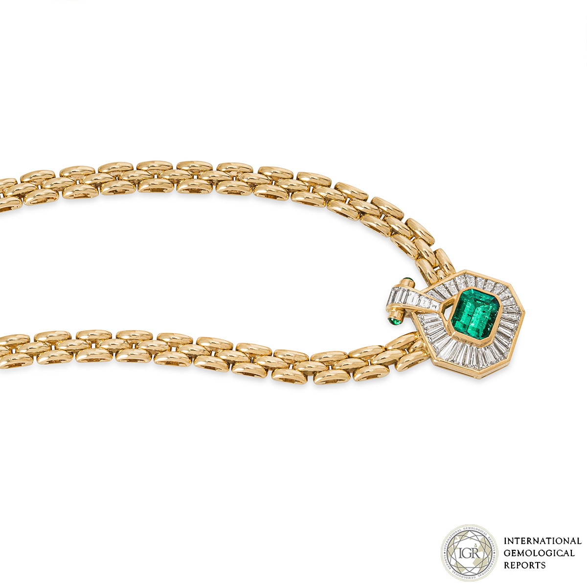 Yellow Gold Columbian Emerald & Diamond Necklace 2.50ct